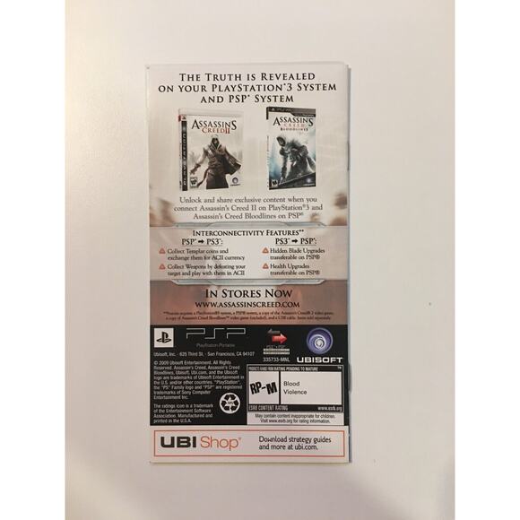 Assassin's Creed: Bloodlines (Sony PSP, 2009) Manual Only, No Game - US Seller - Picture 2 of 2